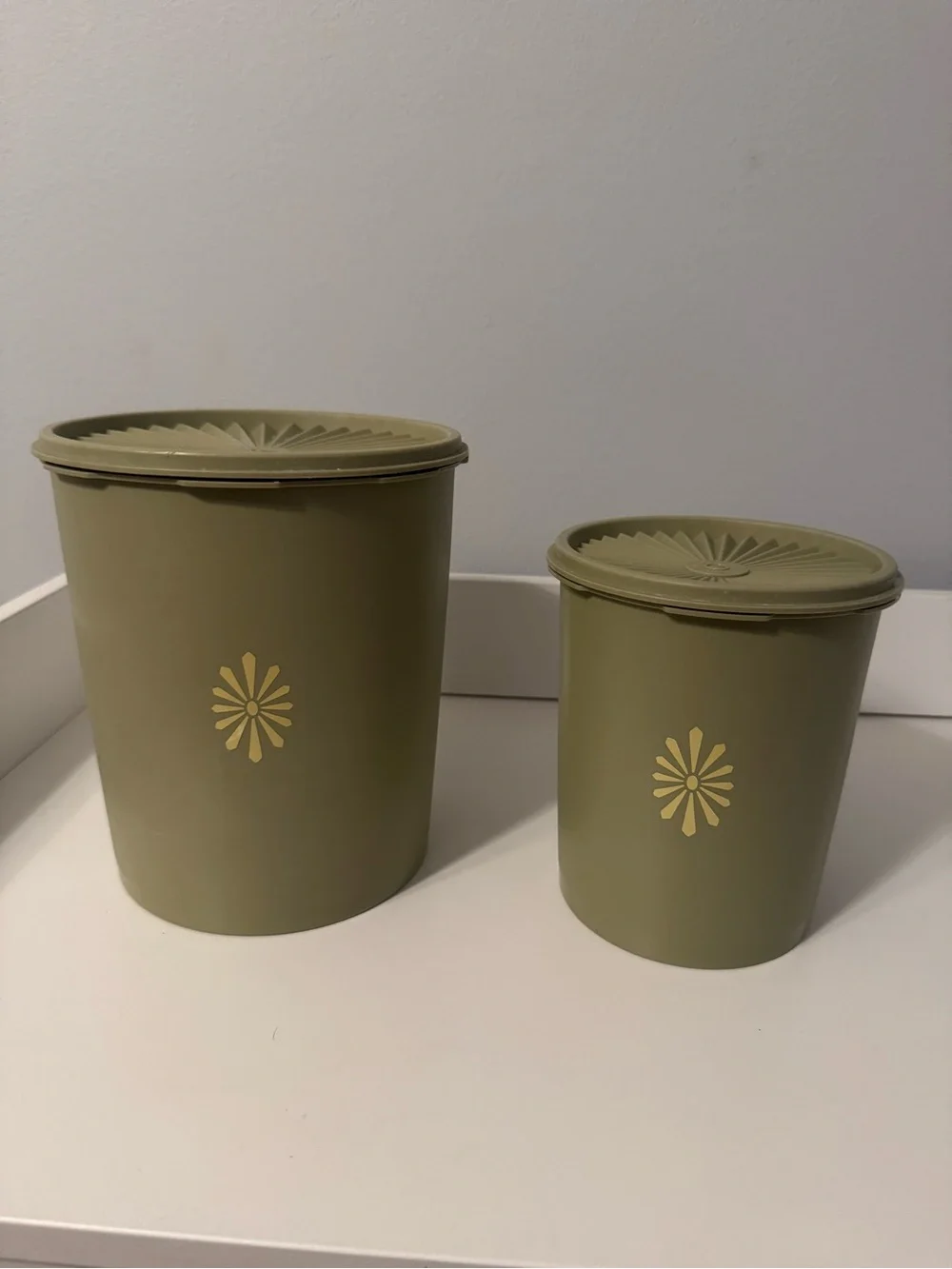 Vintage MCM Tupperware Set with Yellow Flower Accents
